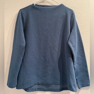 Lands End Womens Ribbed Boat Neck Sweater M 10-12 Blue